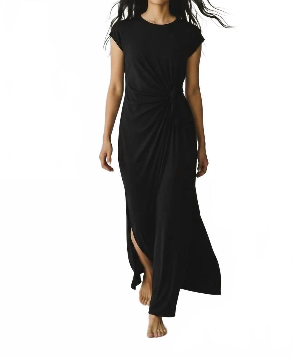 NEW DEX side tie midi dress in black